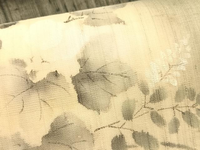 平和屋着物＊夏物　九寸名古屋帯　手描き　紬地　枝花文　正絹　逸品　CABK1274fb