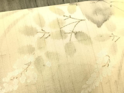 平和屋着物＊夏物　九寸名古屋帯　手描き　紬地　枝花文　正絹　逸品　CABK1274fb