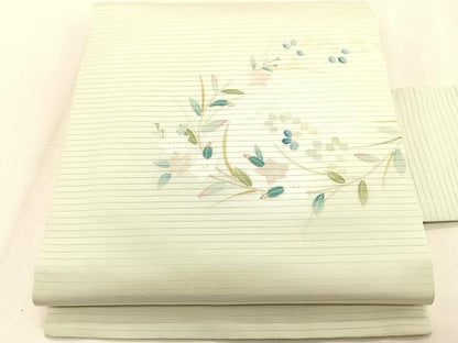 平和屋着物＊夏物　絽塩瀬　九寸名古屋帯　友禅　桔梗　正絹　逸品　CABK1275fb