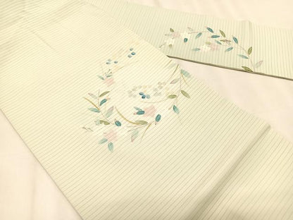 平和屋着物＊夏物　絽塩瀬　九寸名古屋帯　友禅　桔梗　正絹　逸品　CABK1275fb