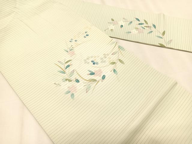 平和屋着物＊夏物　絽塩瀬　九寸名古屋帯　友禅　桔梗　正絹　逸品　CABK1275fb