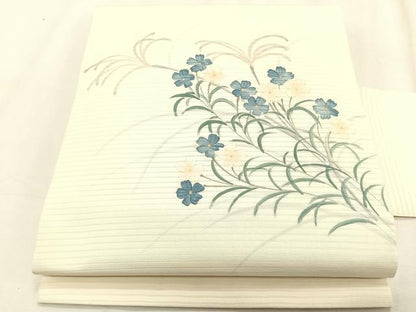 平和屋着物＊夏物　絽塩瀬　九寸名古屋帯　枝花文　金銀彩　正絹　逸品　CABK1279fb