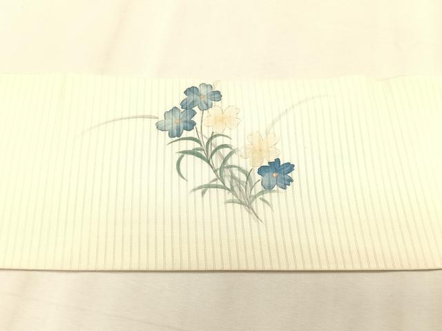 平和屋着物＊夏物　絽塩瀬　九寸名古屋帯　枝花文　金銀彩　正絹　逸品　CABK1279fb