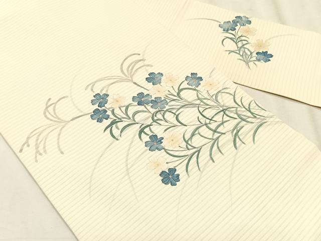 平和屋着物＊夏物　絽塩瀬　九寸名古屋帯　枝花文　金銀彩　正絹　逸品　CABK1279fb