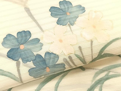 平和屋着物＊夏物　絽塩瀬　九寸名古屋帯　枝花文　金銀彩　正絹　逸品　CABK1279fb