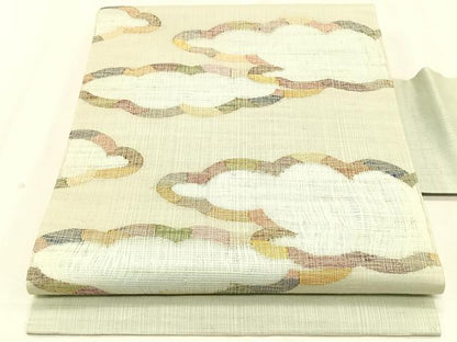 平和屋着物＊夏物　九寸名古屋帯　雲取り文　金銀糸　正絹　逸品　CABK1280fb