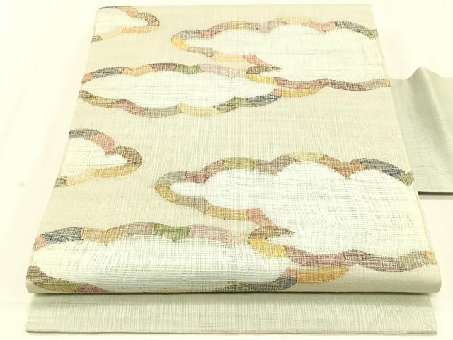 平和屋着物＊夏物　九寸名古屋帯　雲取り文　金銀糸　正絹　逸品　CABK1280fb