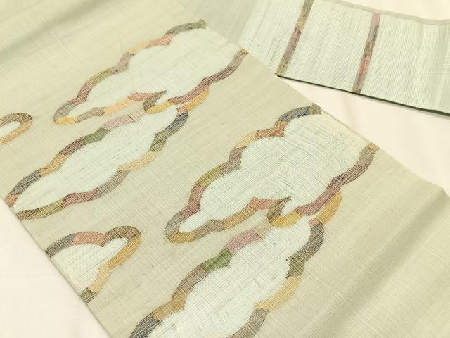 平和屋着物＊夏物　九寸名古屋帯　雲取り文　金銀糸　正絹　逸品　CABK1280fb