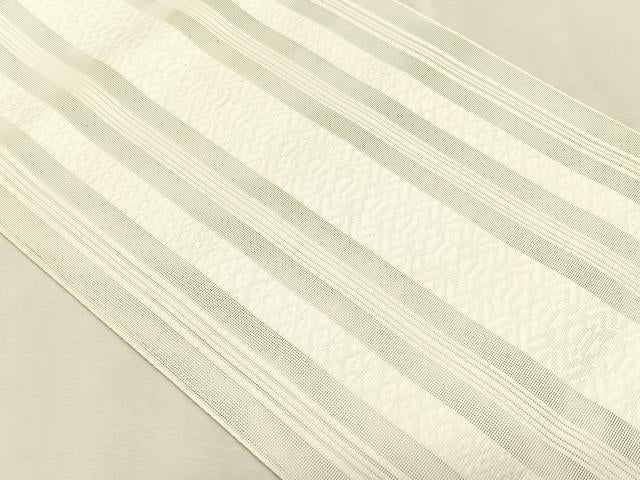 平和屋着物＊夏物　八寸名古屋帯　博多織　紗献上　白練色　CABK1295fb