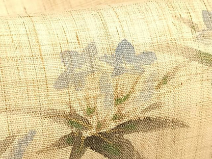 平和屋着物＊夏物　九寸名古屋帯　手描き　桔梗　麻　逸品　CABK1311fb