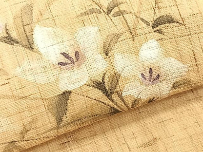 平和屋着物＊夏物　九寸名古屋帯　手描き　花籠文　麻　逸品　CABK1312fb