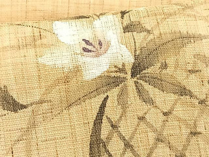平和屋着物＊夏物　九寸名古屋帯　手描き　花籠文　麻　逸品　CABK1312fb