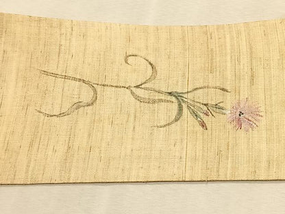 平和屋着物＊夏物　九寸名古屋帯　作家物　手描き　枝花文　麻　逸品　CABK1313fb
