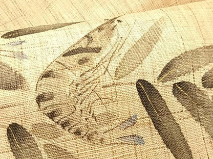 平和屋着物＊夏物　染色作家　桐山紫香　九寸名古屋帯　手描き　海老　金彩　麻　逸品　CABK1315fb