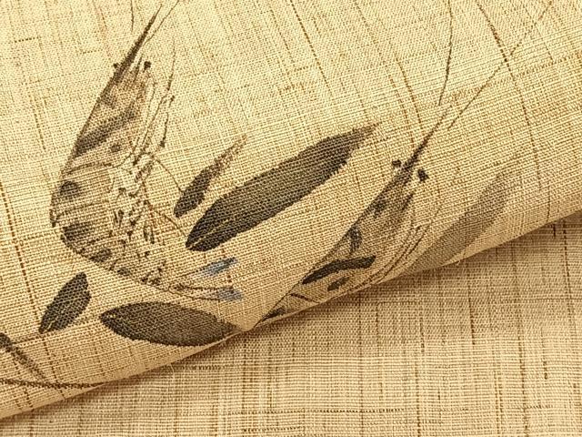 平和屋着物＊夏物　染色作家　桐山紫香　九寸名古屋帯　手描き　海老　金彩　麻　逸品　CABK1315fb