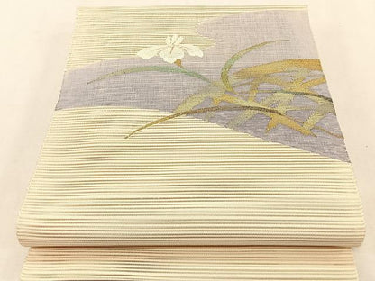 平和屋着物＊夏物　八寸名古屋帯　絽綴れ　籬杜若　金銀糸　正絹　逸品　CABK1320fb