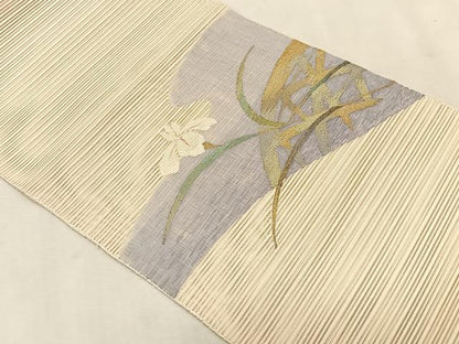 平和屋着物＊夏物　八寸名古屋帯　絽綴れ　籬杜若　金銀糸　正絹　逸品　CABK1320fb
