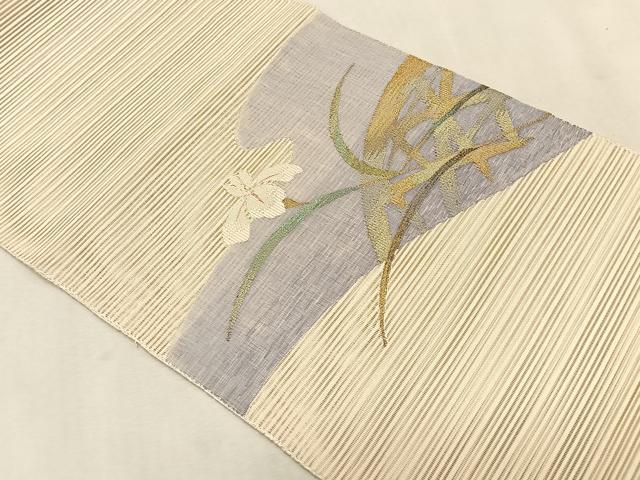 平和屋着物＊夏物　八寸名古屋帯　絽綴れ　籬杜若　金銀糸　正絹　逸品　CABK1320fb
