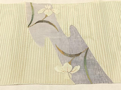 平和屋着物＊夏物　八寸名古屋帯　絽綴れ　籬杜若　金銀糸　正絹　逸品　CABK1320fb