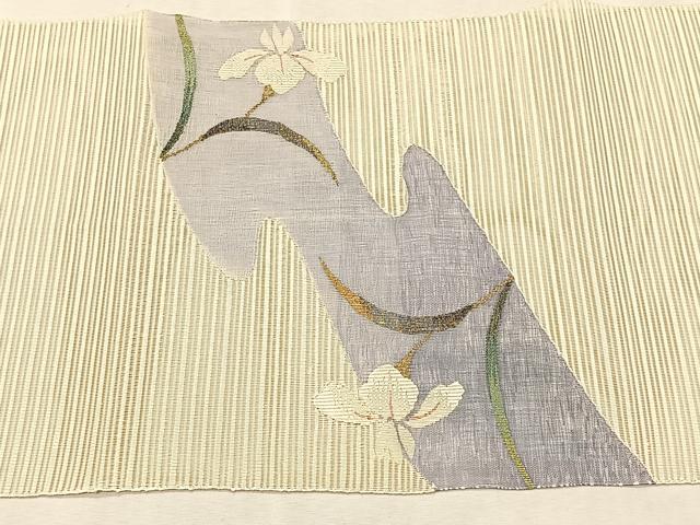 平和屋着物＊夏物　八寸名古屋帯　絽綴れ　籬杜若　金銀糸　正絹　逸品　CABK1320fb