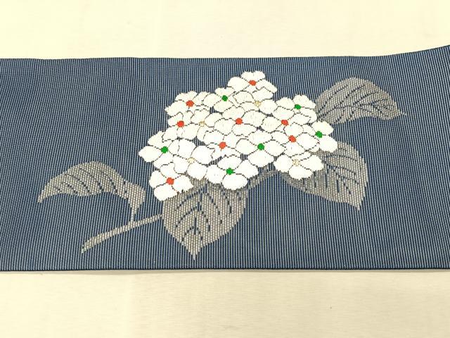平和屋着物＊夏物　九寸名古屋帯　唐織　紫陽花　金銀糸　正絹　逸品　CABK1321fb