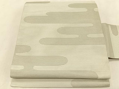 平和屋着物＊夏物　九寸名古屋帯　エ霞文　正絹　逸品　CABK1322fb
