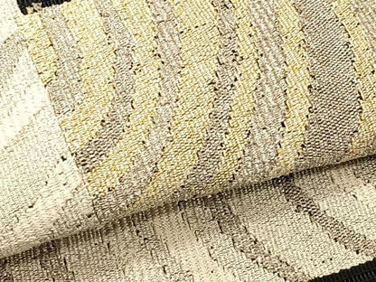 平和屋着物＊夏物　八寸名古屋帯　絽綴れ　幾何学文様　黒地　金銀糸　正絹　逸品　CABK1324fb