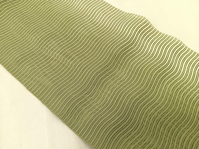 平和屋着物＊夏物　八寸名古屋帯　絽綴れ　よろけ縞　銀糸　正絹　逸品　CABK1325fb