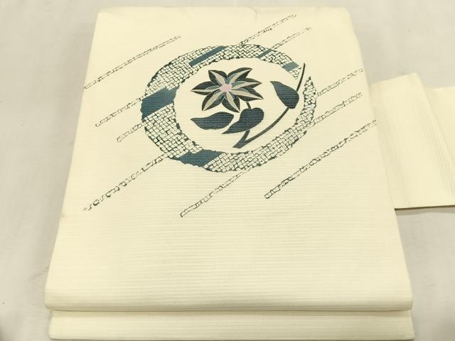 平和屋着物＊夏物　九寸名古屋帯　枝花丸文　正絹　逸品　CABK1327fb