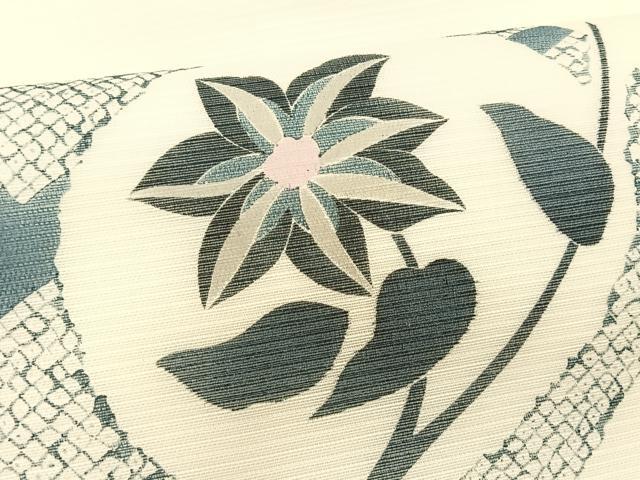 平和屋着物＊夏物　九寸名古屋帯　枝花丸文　正絹　逸品　CABK1327fb