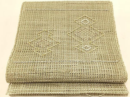 平和屋着物＊夏物　八寸名古屋帯　羅　松皮菱文　金糸　正絹　逸品　CABK1328fb