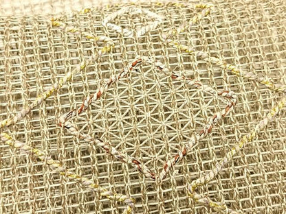 平和屋着物＊夏物　八寸名古屋帯　羅　松皮菱文　金糸　正絹　逸品　CABK1328fb
