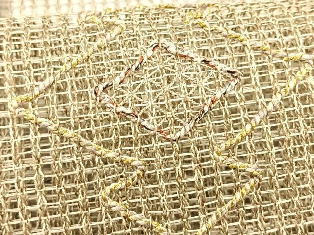 平和屋着物＊夏物　八寸名古屋帯　羅　松皮菱文　金糸　正絹　逸品　CABK1328fb