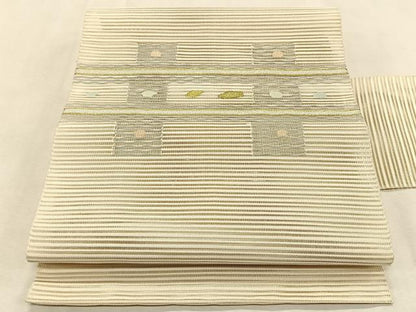 平和屋着物＊夏物　八寸名古屋帯　絽綴れ　抽象文様　金銀糸　正絹　逸品　CABK1332fb