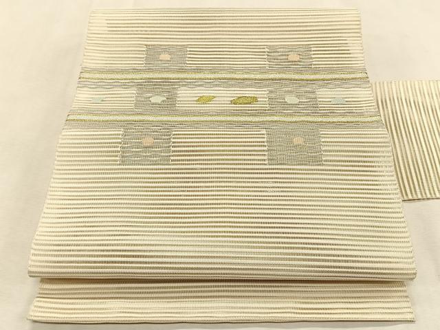 平和屋着物＊夏物　八寸名古屋帯　絽綴れ　抽象文様　金銀糸　正絹　逸品　CABK1332fb