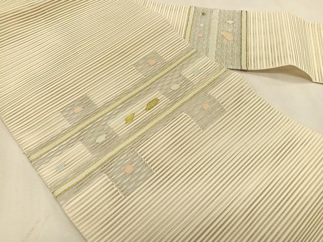 平和屋着物＊夏物　八寸名古屋帯　絽綴れ　抽象文様　金銀糸　正絹　逸品　CABK1332fb