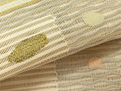 平和屋着物＊夏物　八寸名古屋帯　絽綴れ　抽象文様　金銀糸　正絹　逸品　CABK1332fb