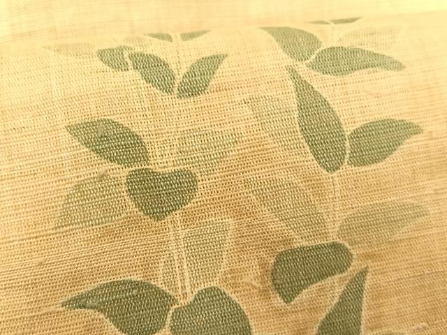 平和屋着物＊夏物　九寸名古屋帯　枝花文　金彩　麻　逸品　CABK1334fb