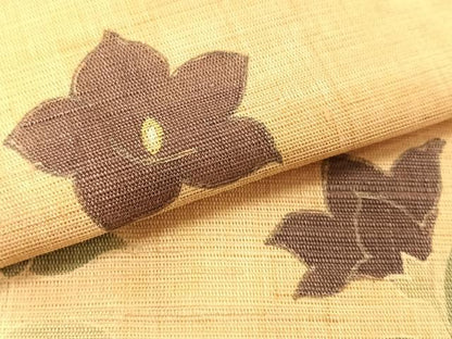 平和屋着物＊夏物　九寸名古屋帯　枝花文　金彩　麻　逸品　CABK1334fb