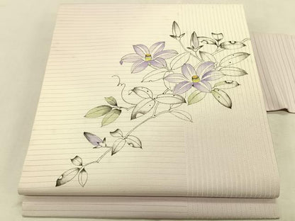 平和屋着物＊夏物　絽塩瀬　九寸名古屋帯　不破功博　手描き　枝花文　正絹　逸品　CABK1337fb