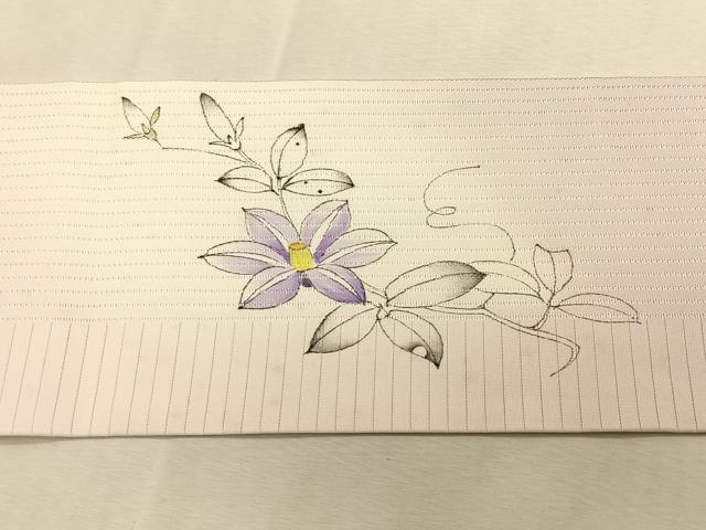 平和屋着物＊夏物　絽塩瀬　九寸名古屋帯　不破功博　手描き　枝花文　正絹　逸品　CABK1337fb