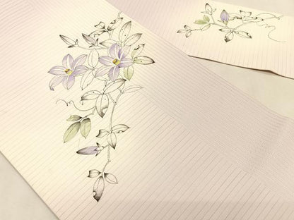 平和屋着物＊夏物　絽塩瀬　九寸名古屋帯　不破功博　手描き　枝花文　正絹　逸品　CABK1337fb