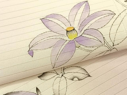 平和屋着物＊夏物　絽塩瀬　九寸名古屋帯　不破功博　手描き　枝花文　正絹　逸品　CABK1337fb