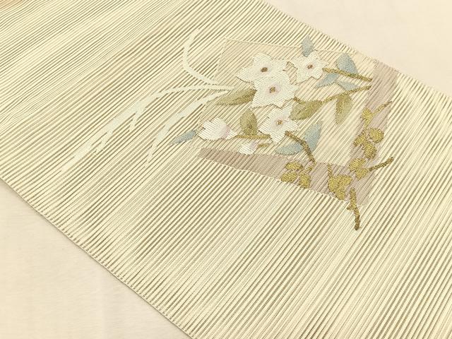 平和屋着物＊夏物　八寸名古屋帯　色紙重ね桔梗文　金糸　正絹　逸品　CABK1338fb
