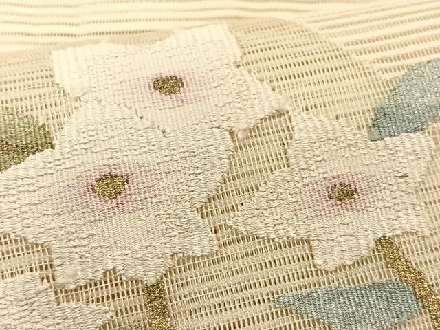 平和屋着物＊夏物　八寸名古屋帯　色紙重ね桔梗文　金糸　正絹　逸品　CABK1338fb