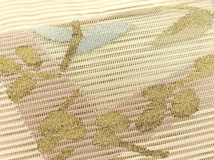 平和屋着物＊夏物　八寸名古屋帯　色紙重ね桔梗文　金糸　正絹　逸品　CABK1338fb
