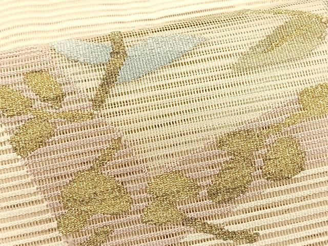 平和屋着物＊夏物　八寸名古屋帯　色紙重ね桔梗文　金糸　正絹　逸品　CABK1338fb