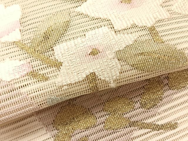 平和屋着物＊夏物　八寸名古屋帯　色紙重ね桔梗文　金糸　正絹　逸品　CABK1338fb