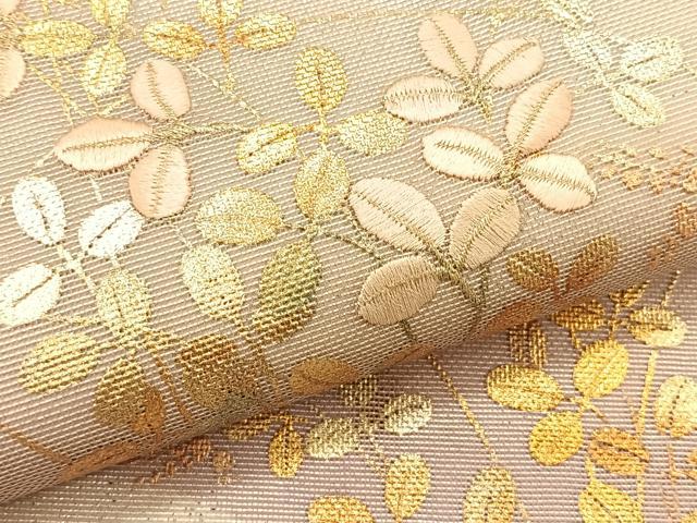平和屋着物＊夏物　九寸名古屋帯　刺繍　萩　金銀彩　正絹　逸品　CABK1340fb