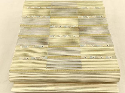 平和屋着物＊夏物　八寸名古屋帯　絽綴れ　抽象文様　金銀糸　正絹　逸品　CABK1344fb